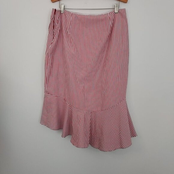 WAYF Naples Red Striped Ruffle Skirt Size XL NWT - Picture 3 of 10